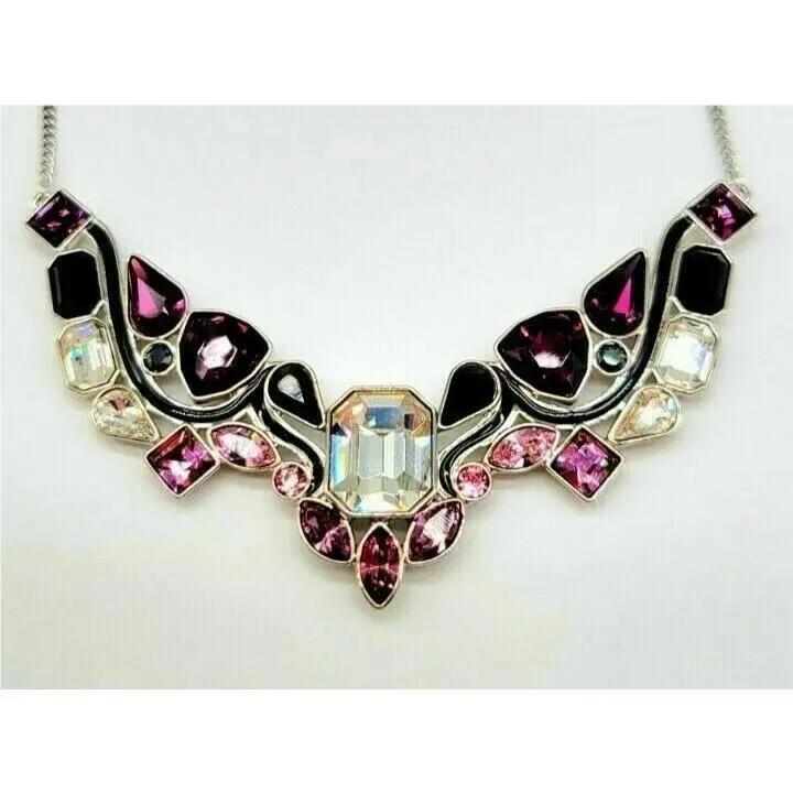 Crystal Whimsical Amethyst and Diamond Enamel Cluster Necklace by Swarovski