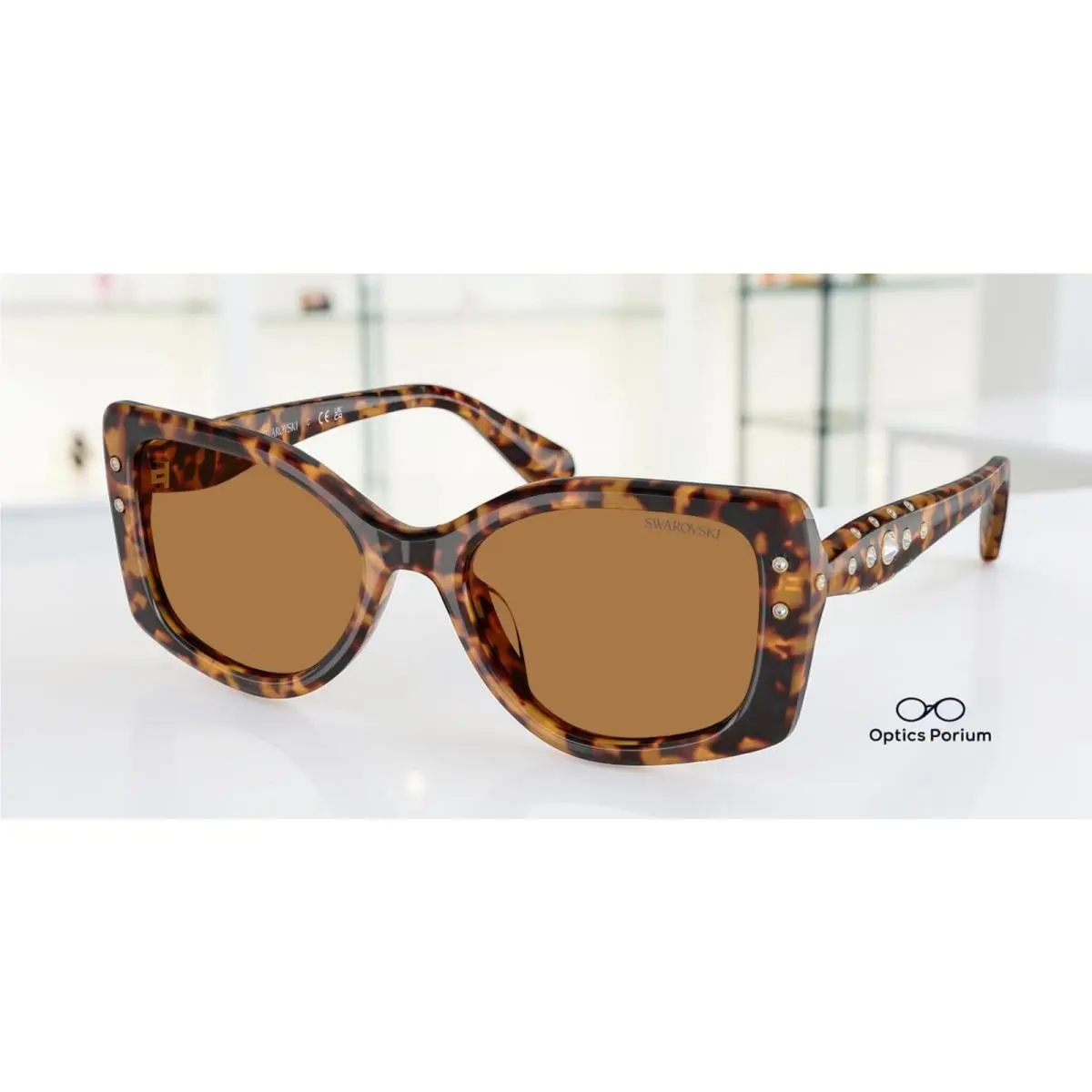 Swarovski SK6058U 104073 Light Havana Bronze 54 mm Women`s Sunglasses - Frame: Light Havana, Lens: Bronze
