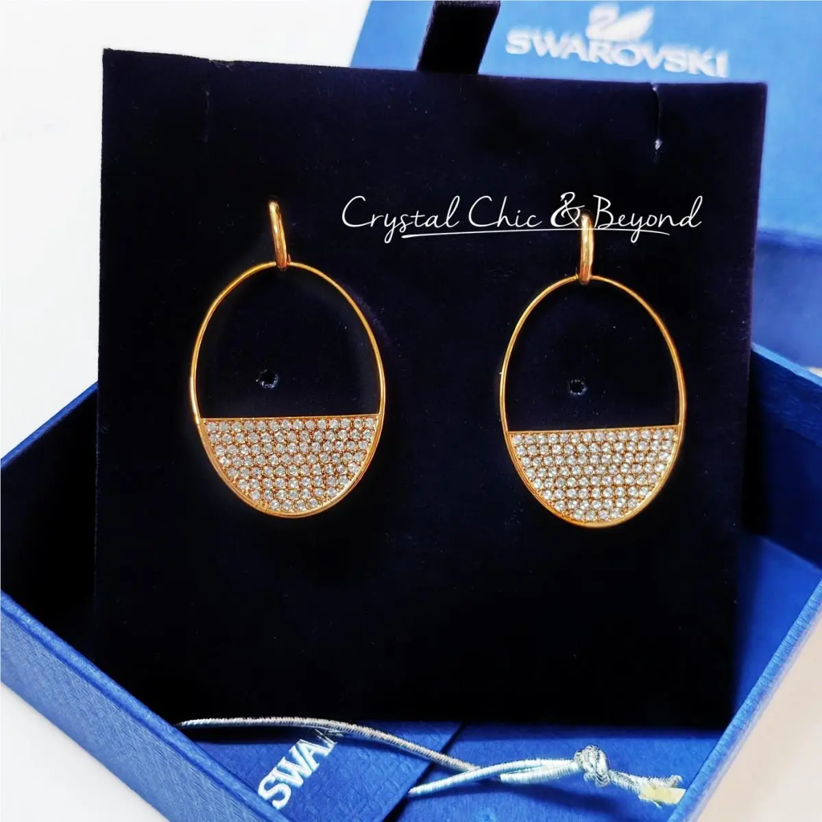 Swarovski Ginger Pierced Earrings White Rose Gold Plated