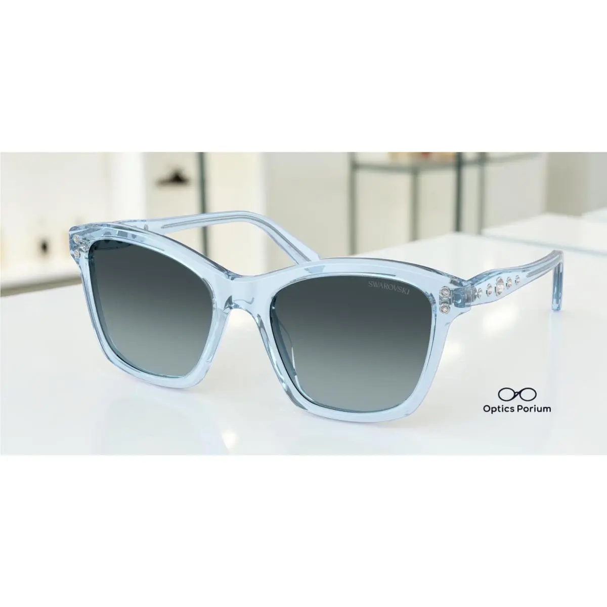 SK6063 1078V1 Transparent Blue Gradient Blue 54 mm Women`s Sunglasses by Swarovski