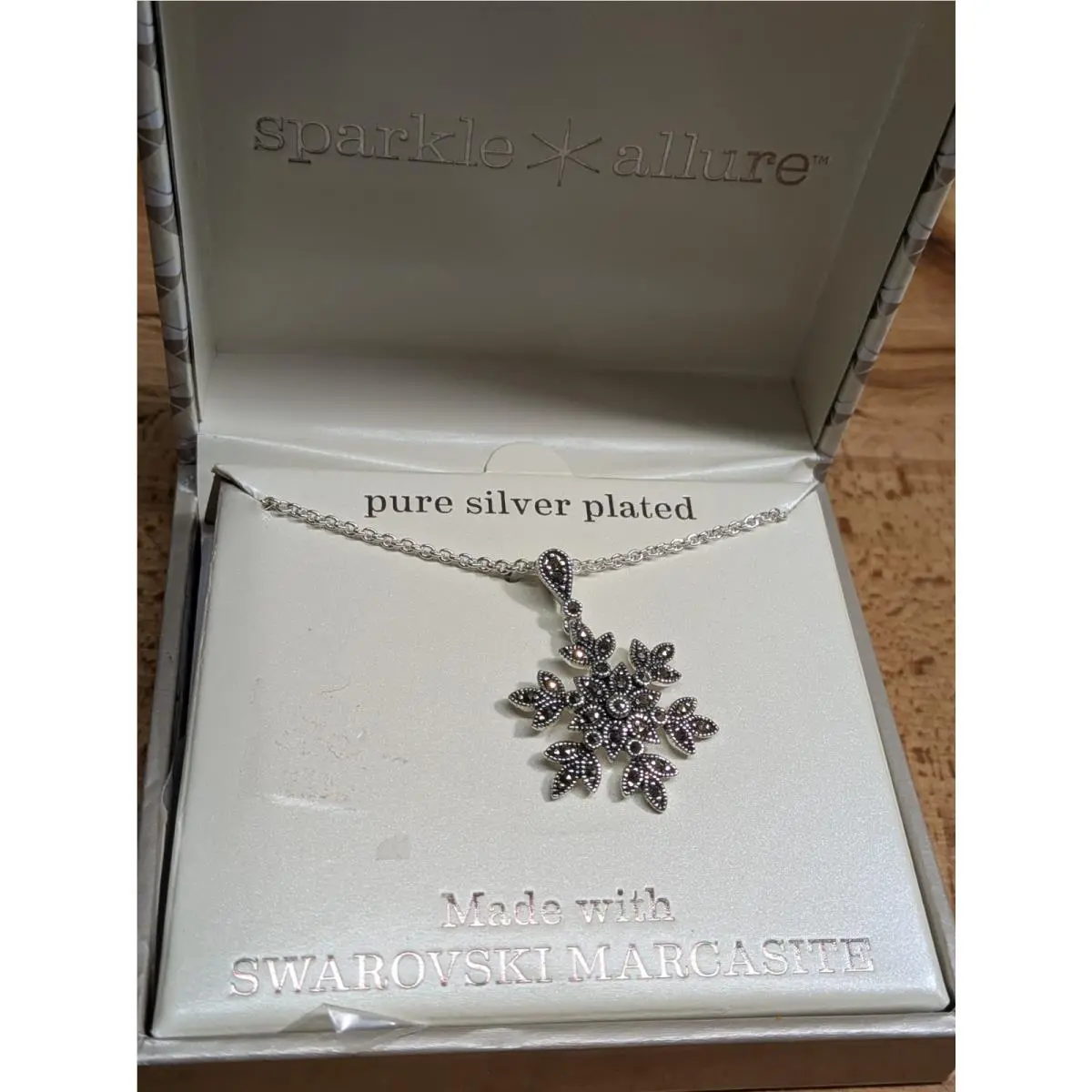 Marcasite Silver Plated Pendant Necklace C.w. Sparkle Alure 18 by Swarovski