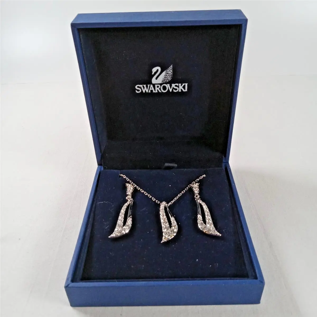 Swarovski Swoop Rhd/cry Necklace and Earrings with Certificate and Orig Tag