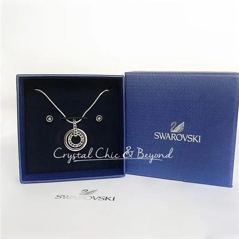 Circle Set Pendant Earrings Black 5030714 by Swarovski