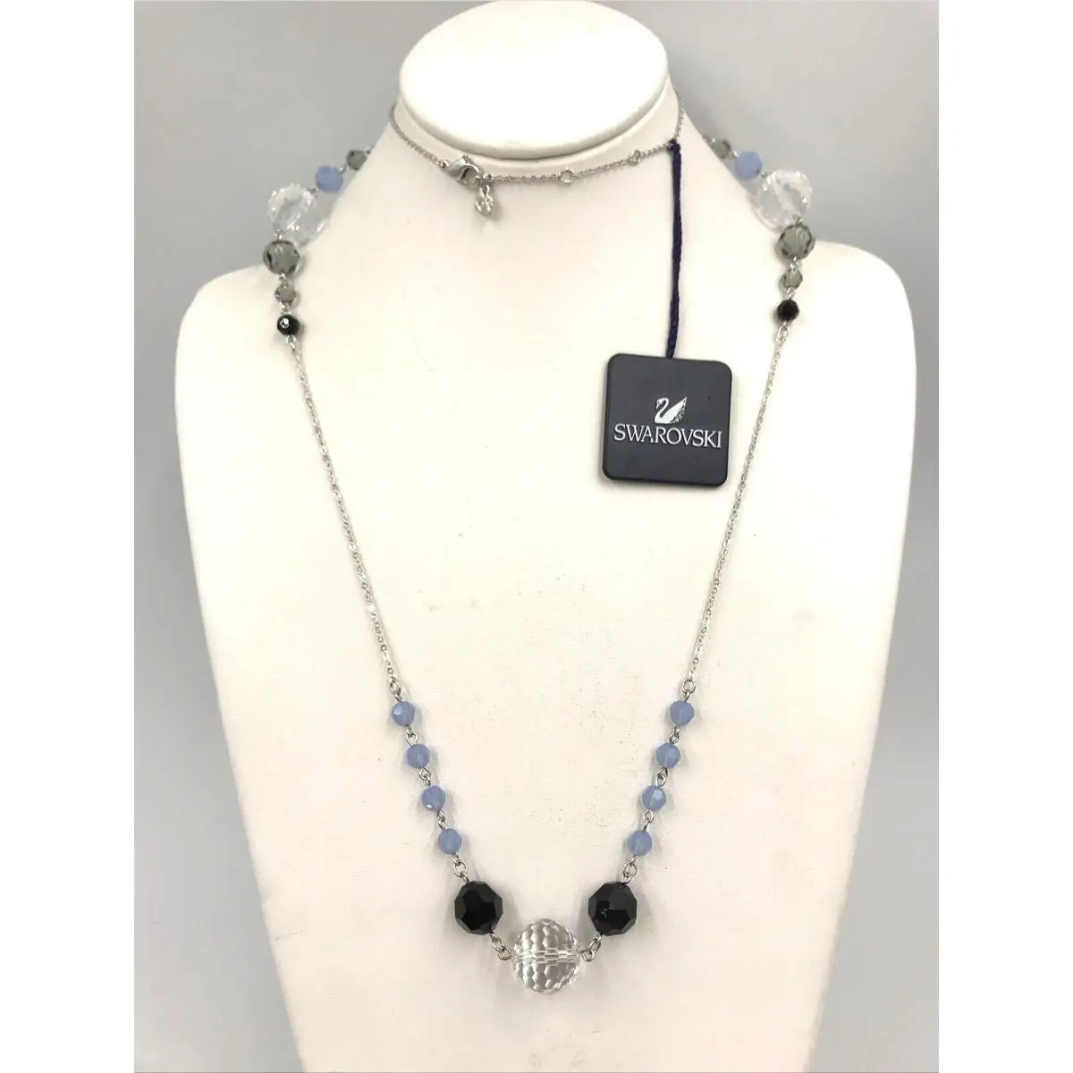 Blue Clear Gray Black Crystal Beads Pendant Chain Necklace 34 by Swarovski