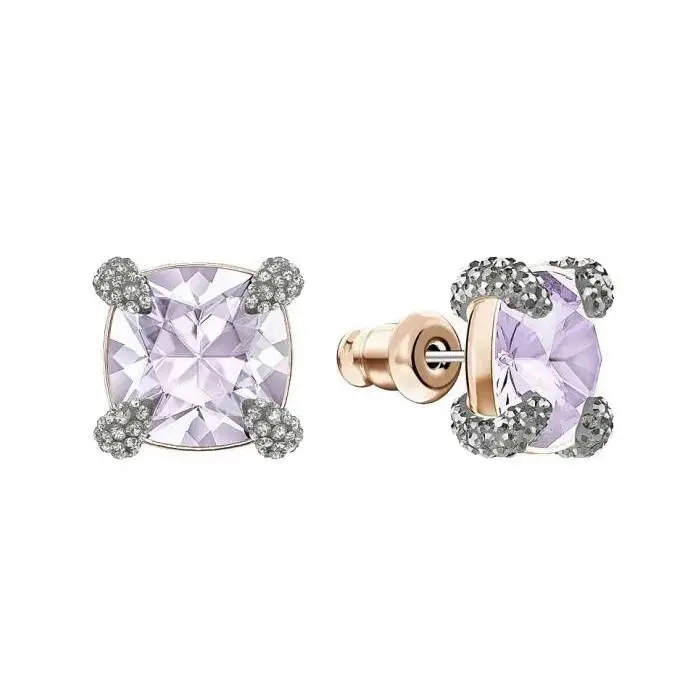 Make up Stud Earrings Purple Rose-gold Plating 5430408 by Swarovski