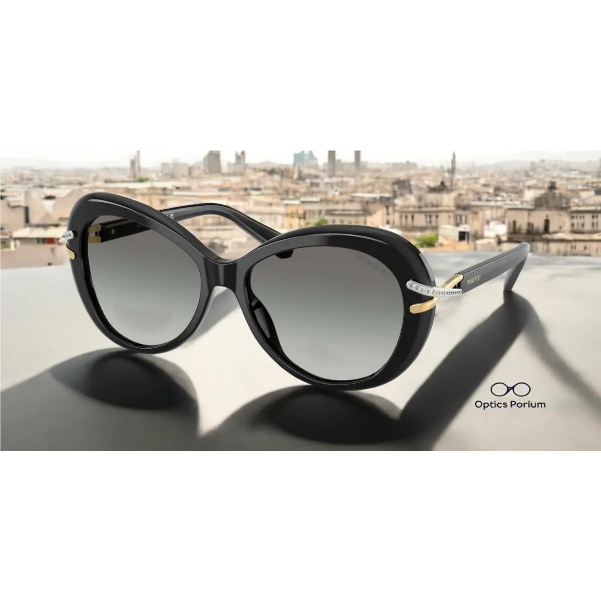 SK6026 100111 Black Grey Gradient 56 mm Women`s Sunglasses by Swarovski