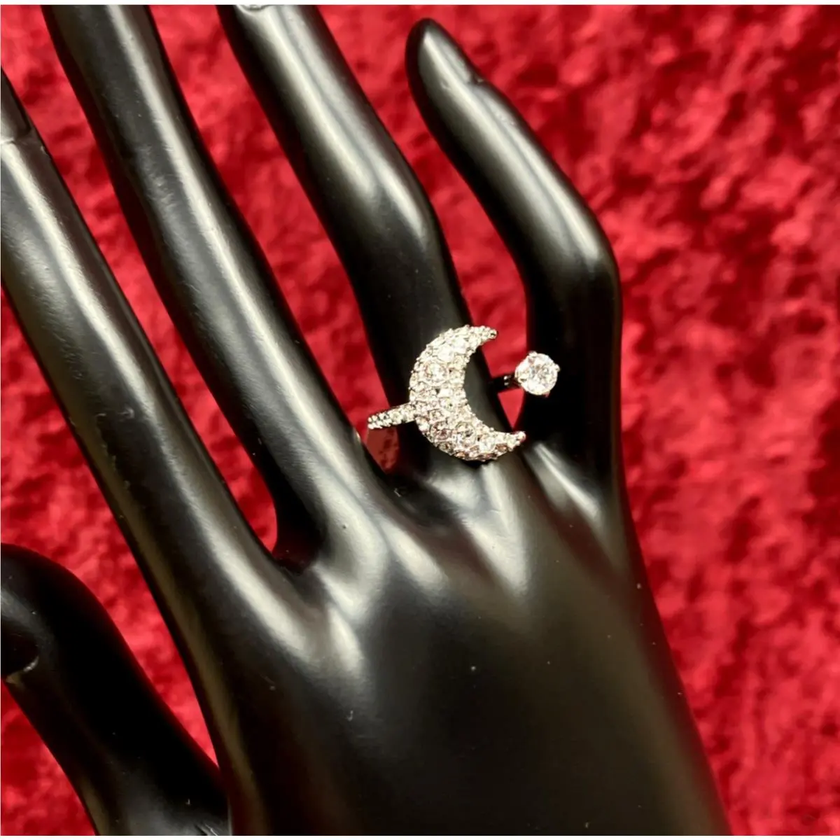 Silver-tone Luna Crystal Moon Open Ring Size 5 RP by Swarovski