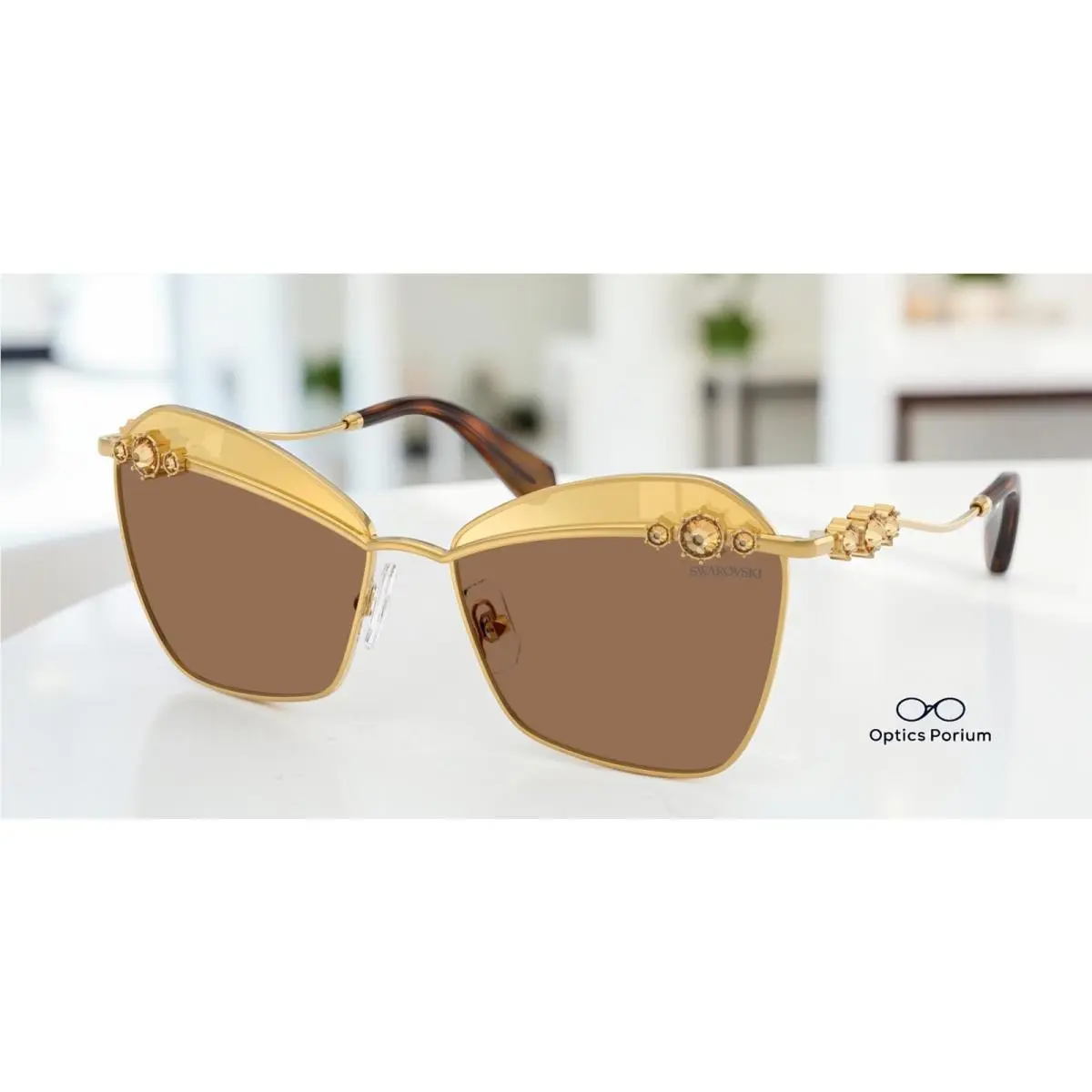 SK7040 4007TO Yellow Gold Brown  Gold 57mm Women`s Sunglasses by Swarovski