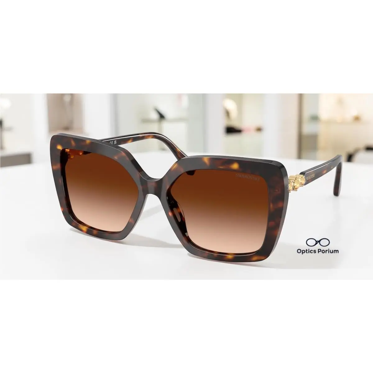 SK6049 100274 Havana Gradient Brown 57 mm Women`s Sunglasses by Swarovski