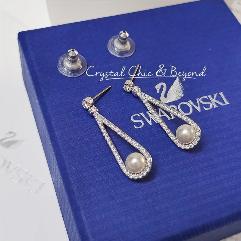 Enlace Drop Earrings White 5198690 by Swarovski