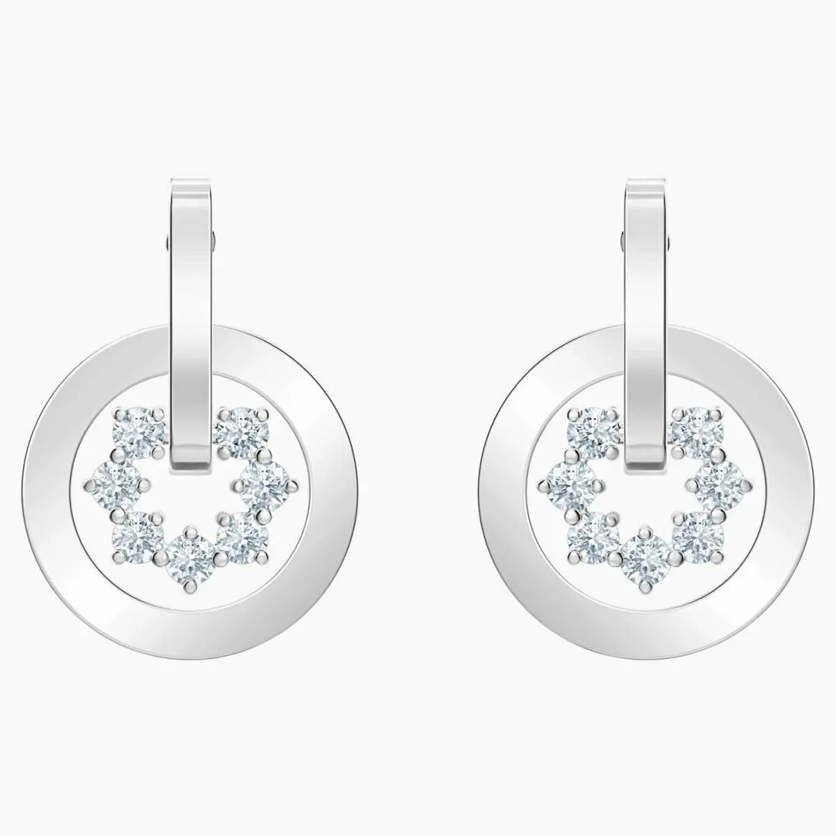Set 2  Crystal Rhodium Plated Further Drop Pierced Earrings Necklace by Swarovski