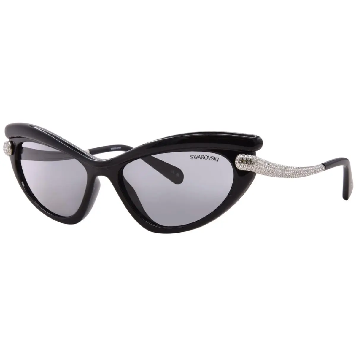 SK6038 103887 Sunglasses Women`s Black/dark Grey Lenses Cat Eye 56mm by Swarovski