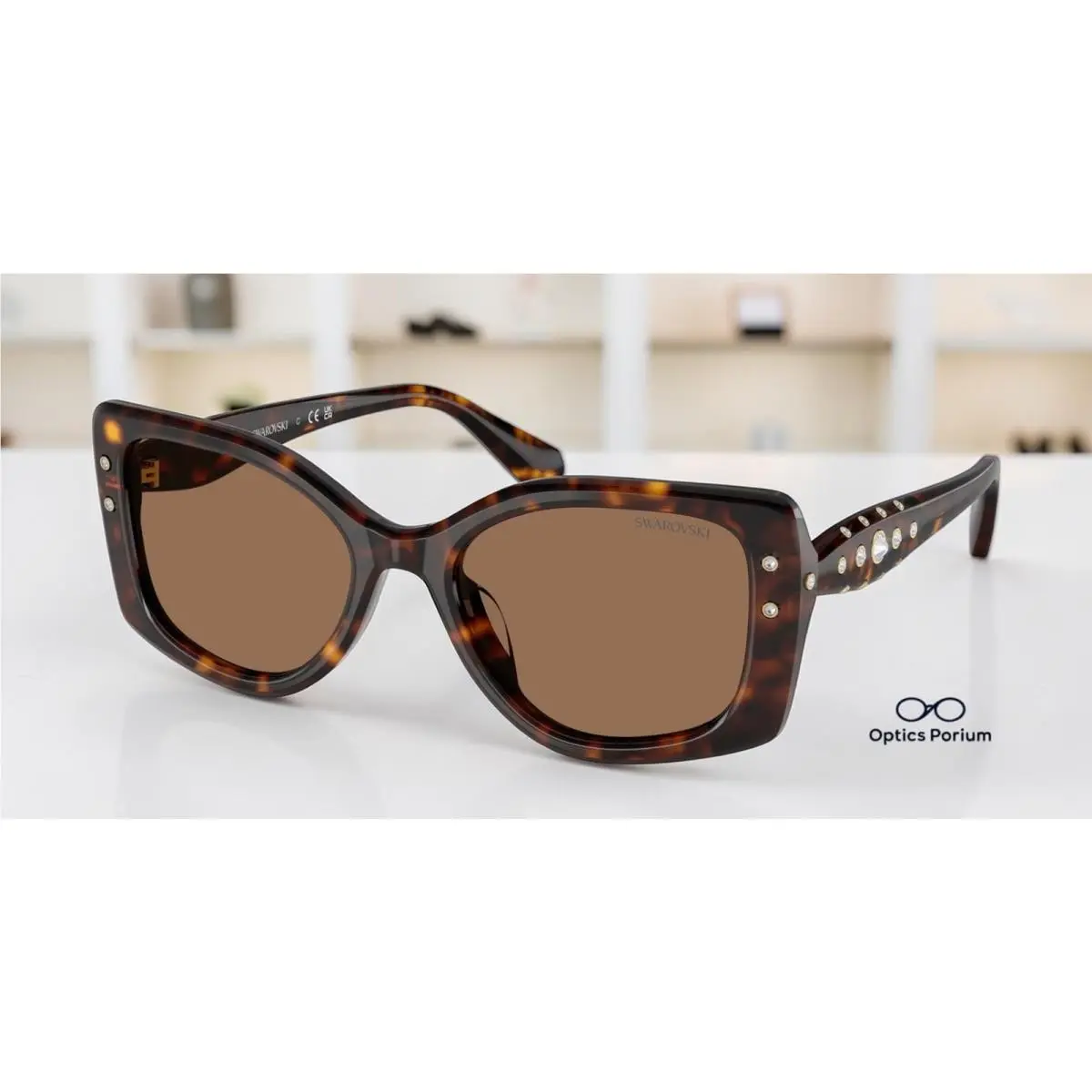 SK6058U 100273 Havana Dark Brown 54 mm Women`s Sunglasses by Swarovski