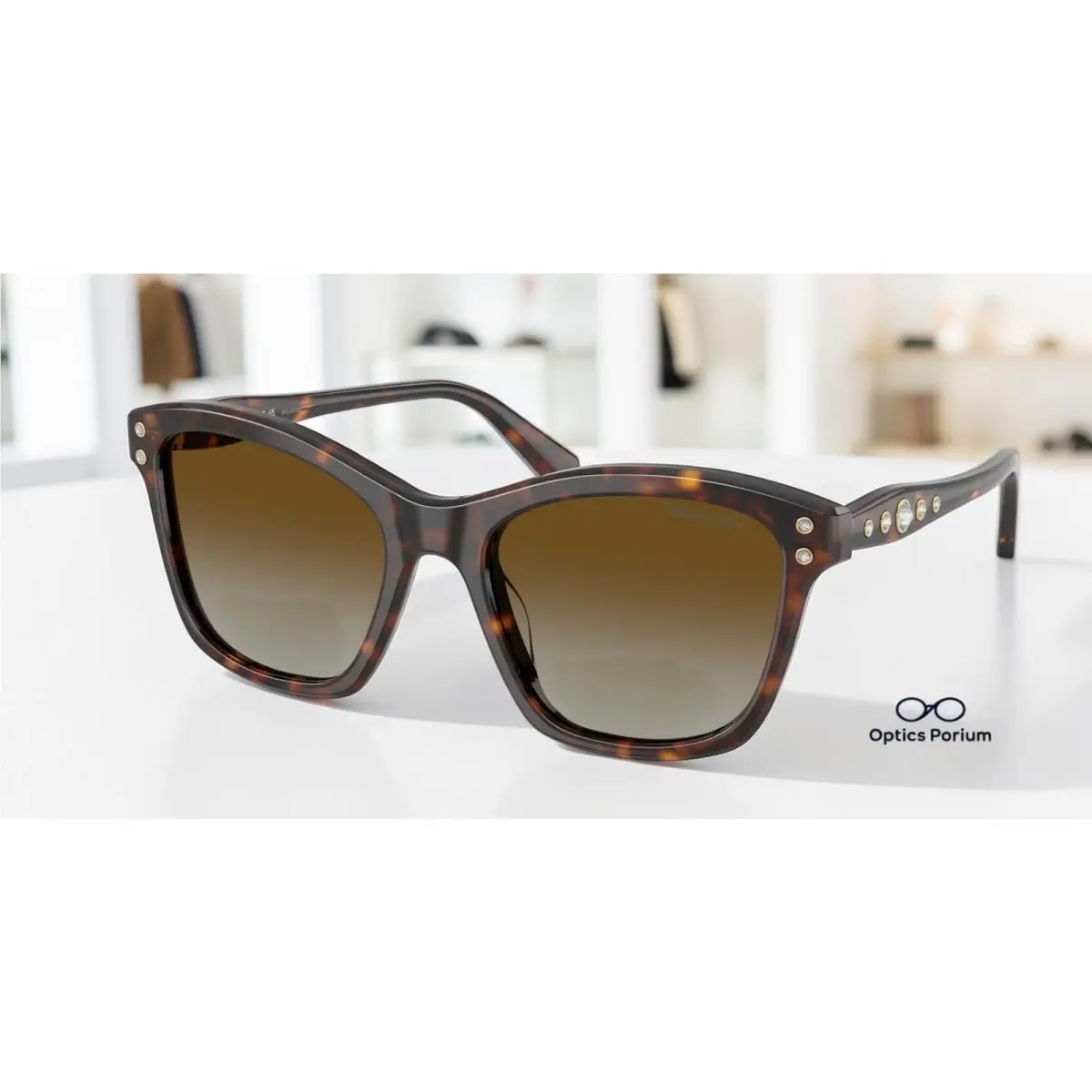 SK6063 1002T5 Havana Brown Gradient Polarized 54 mm Women`s Sunglasses by Swarovski