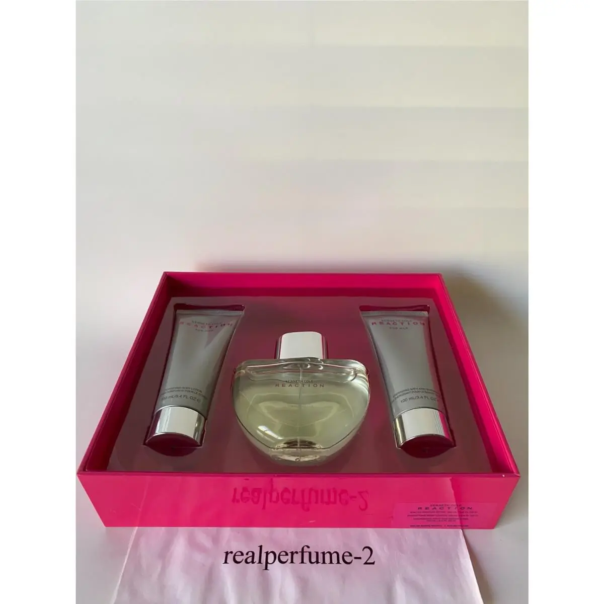 Reaction Perfume 3 Pcs Set Edp 3.4 oz Spray+lotion + Gel. Real by Kenneth Cole