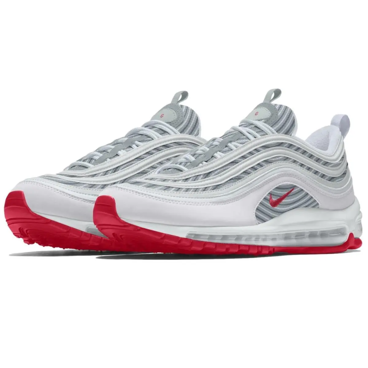 ID By You Women`s Air Max 97 Grey Fog/lt Fusion Red Shoes DJ3180-991 by Nike