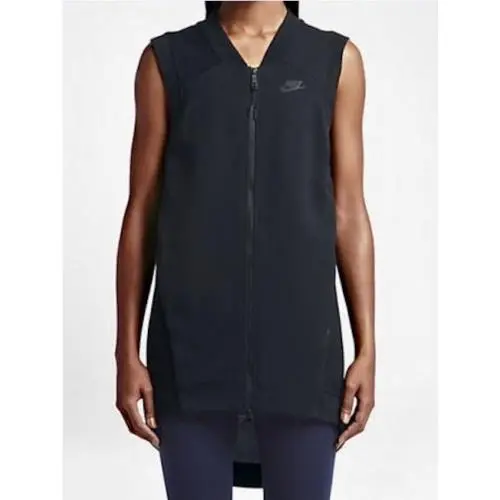 Tech Fleece Cocoon Black F/z Mesh Back Jacket Long Vest Womens Sz S by Nike