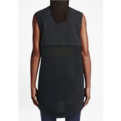 Nike clothing - NIKE Tech Fleece Cocoon Black F/Z Mesh Back Jacket Long Vest - 725846 - Black 0