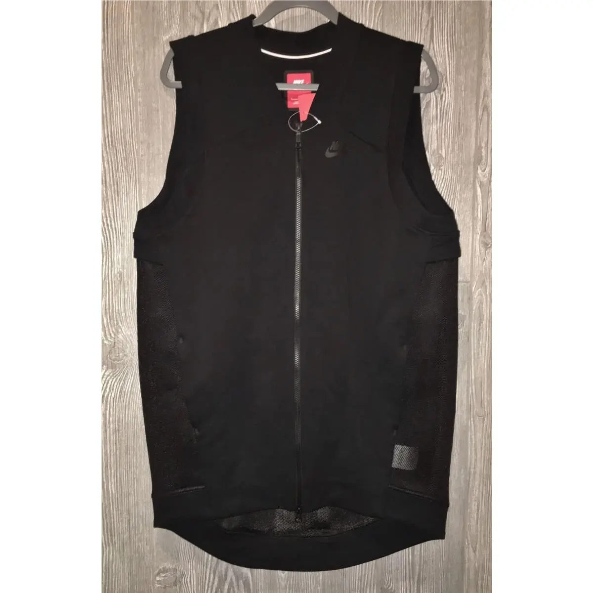 Nike clothing - NIKE Tech Fleece Cocoon Black F/Z Mesh Back Jacket Long Vest - 725846 - Black 2