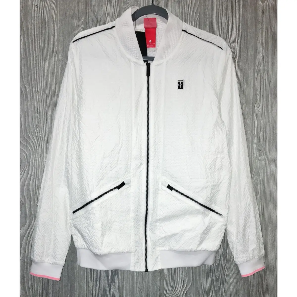 Nike clothing - NIKE NikeCourt Varsity F/Z Textured Seersucker Tennis - 830919 - White 1