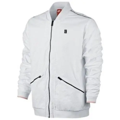Nike clothing - NIKE NikeCourt Varsity F/Z Textured Seersucker Tennis - 830919 - White 5