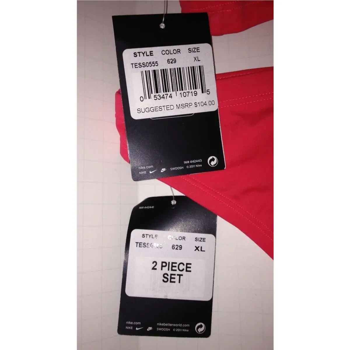 Nike clothing - NIKE Perfect Solid Top Skimpy Briefs 2pc Bikini Swim Suit - TESS0555 - Pink 7