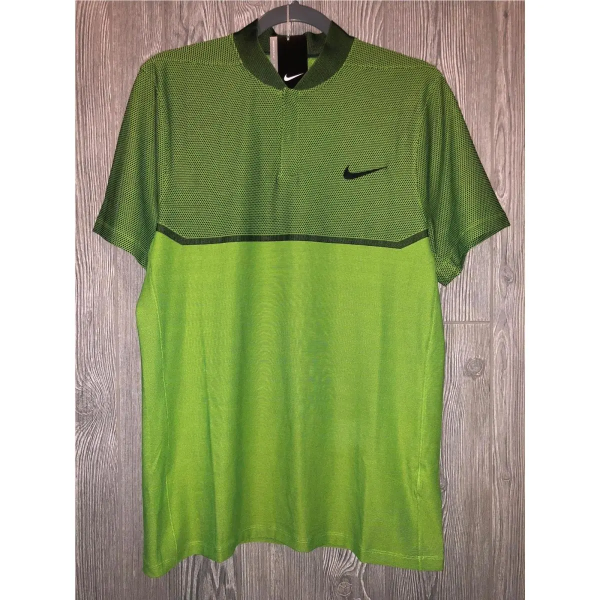 Nike Golf Momentum Fly Swing Knit Block Alpha Volt Green Black Polo Shirt Mens M