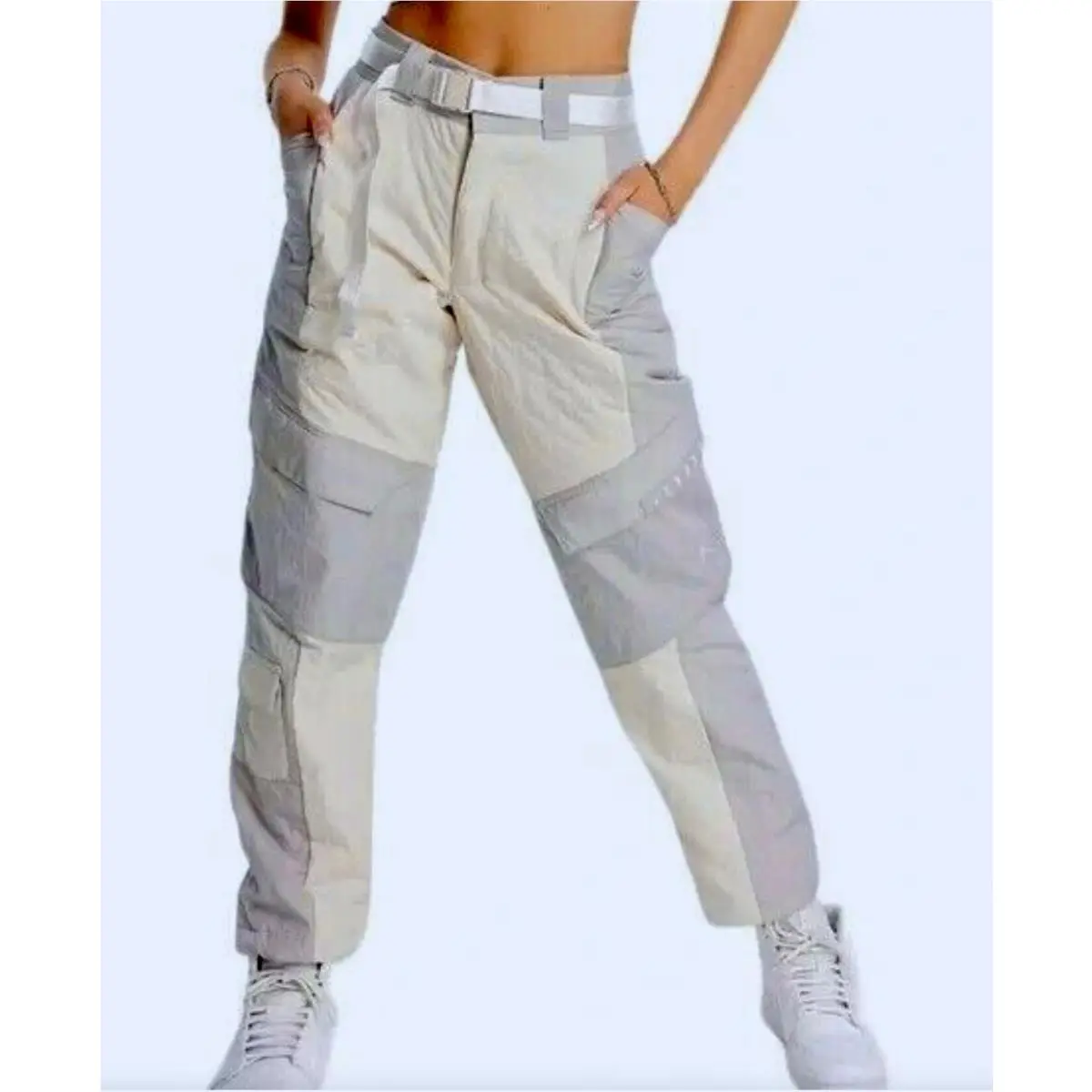 Jordan Cozy Girl Quilted Insulated Loose Fit Oatmeal Grey Pants Womens M L by Nike