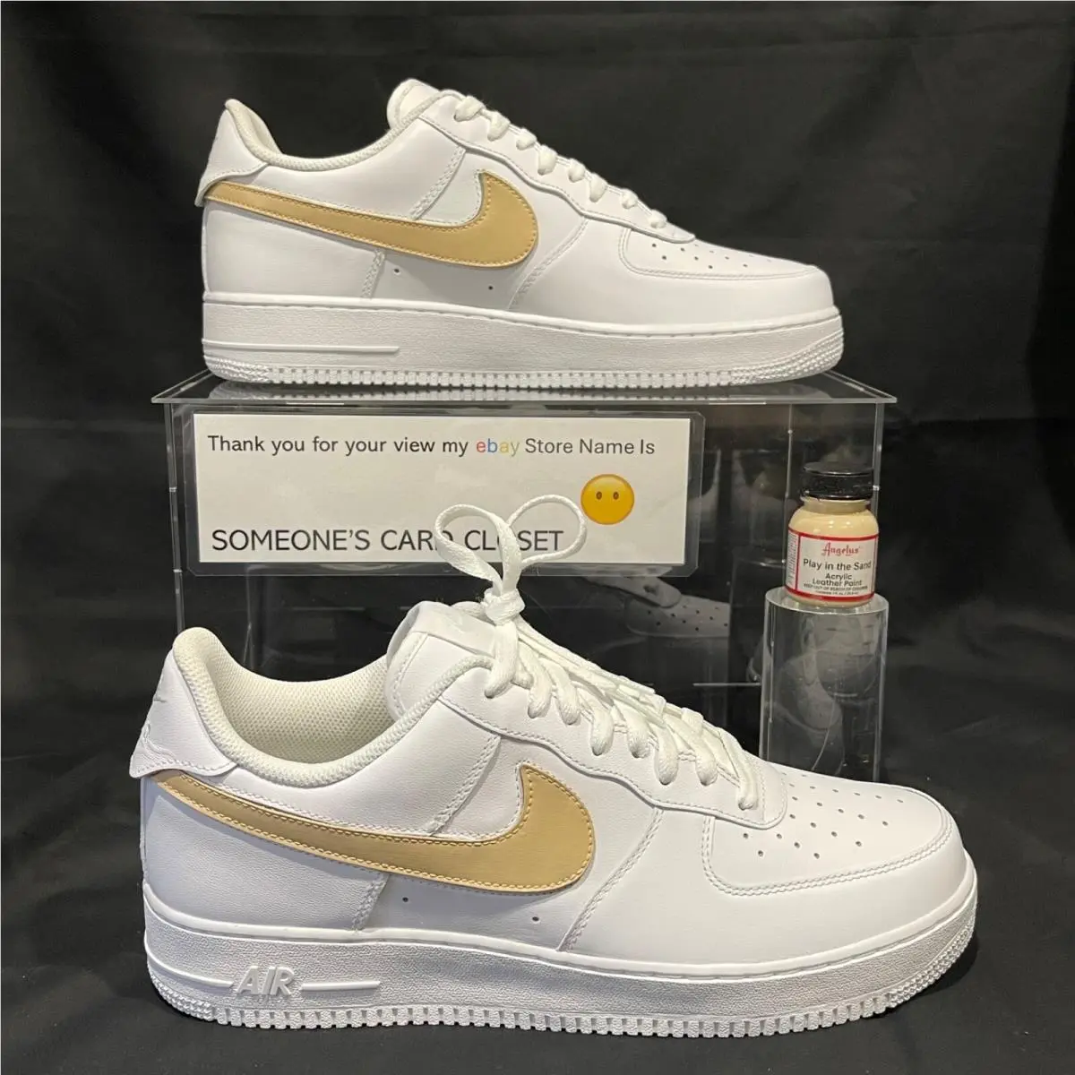 Air Force 1 Low White Play in The Sand Custom Painted Swoosh Sc- 60W by Nike