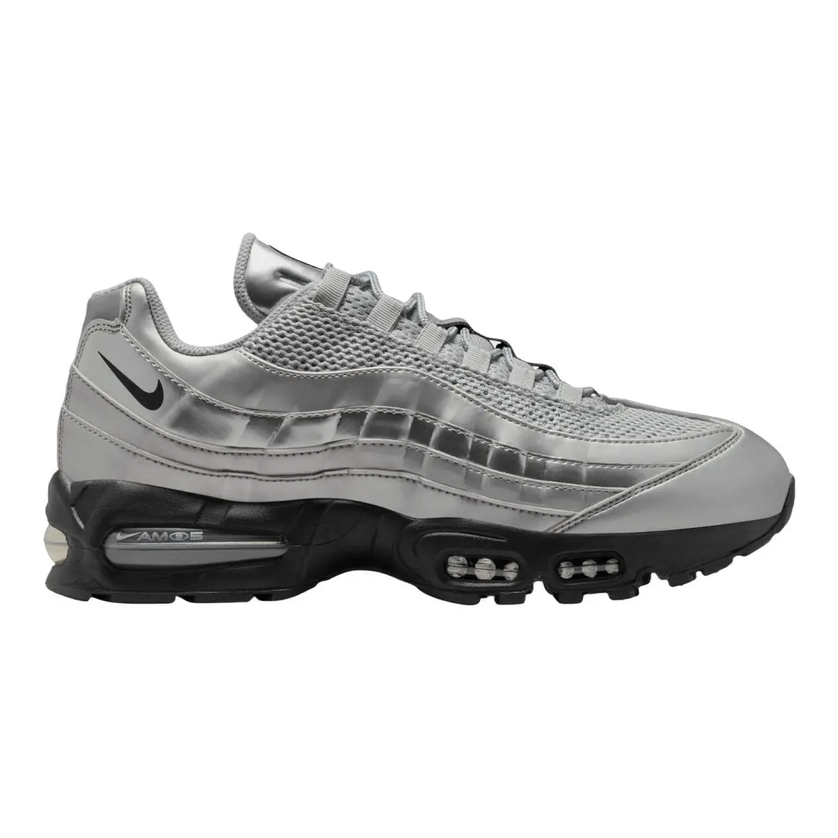 Air Max 95 Big Bubble Premium Lifestyle Casual Sneakers Mens Size 8-14 Bran Metallic Silver/Black/Black by Nike