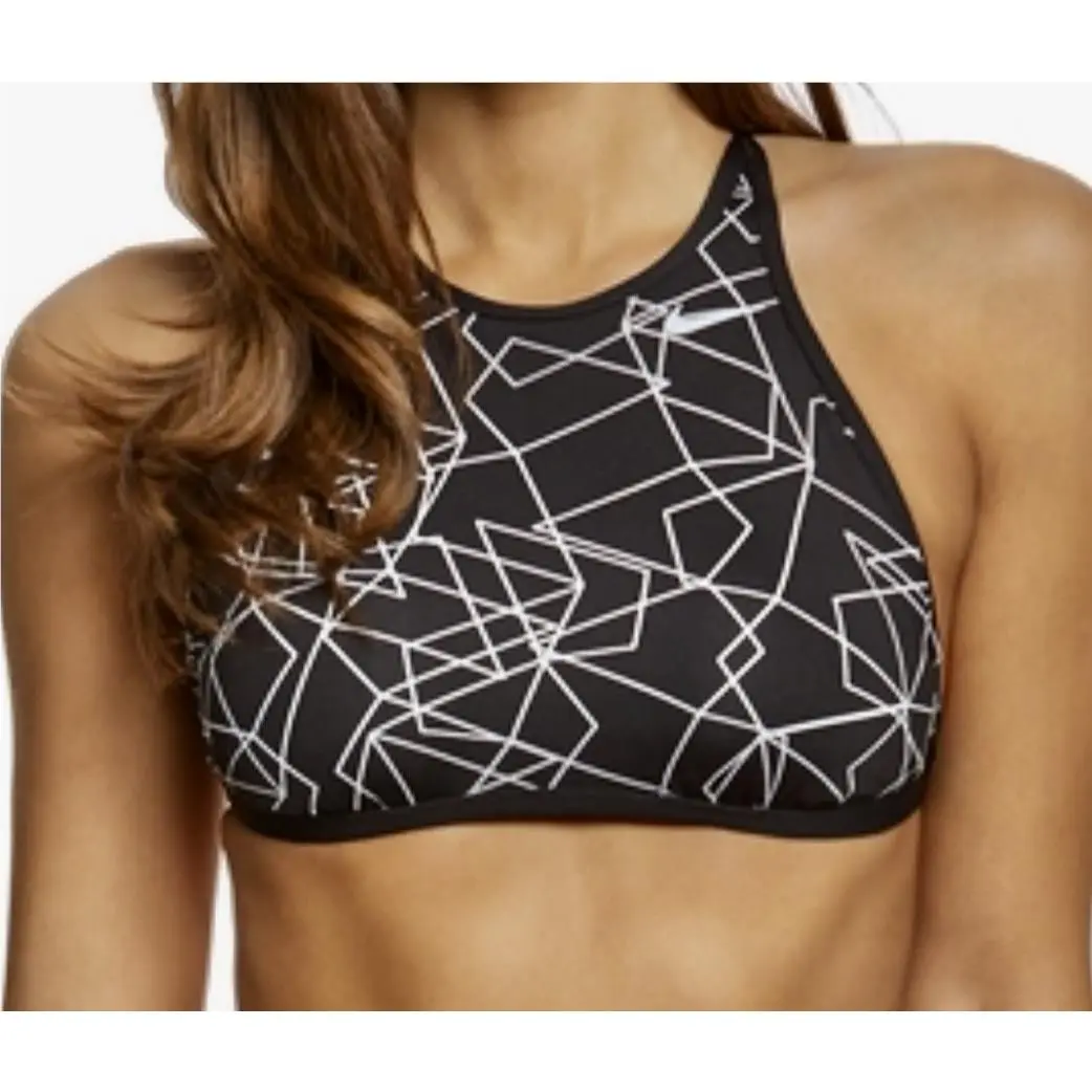 Nike clothing - NIKE Printed Black White Halter Top High Waist Bikini Bottoms - NESS8292 - Black 11