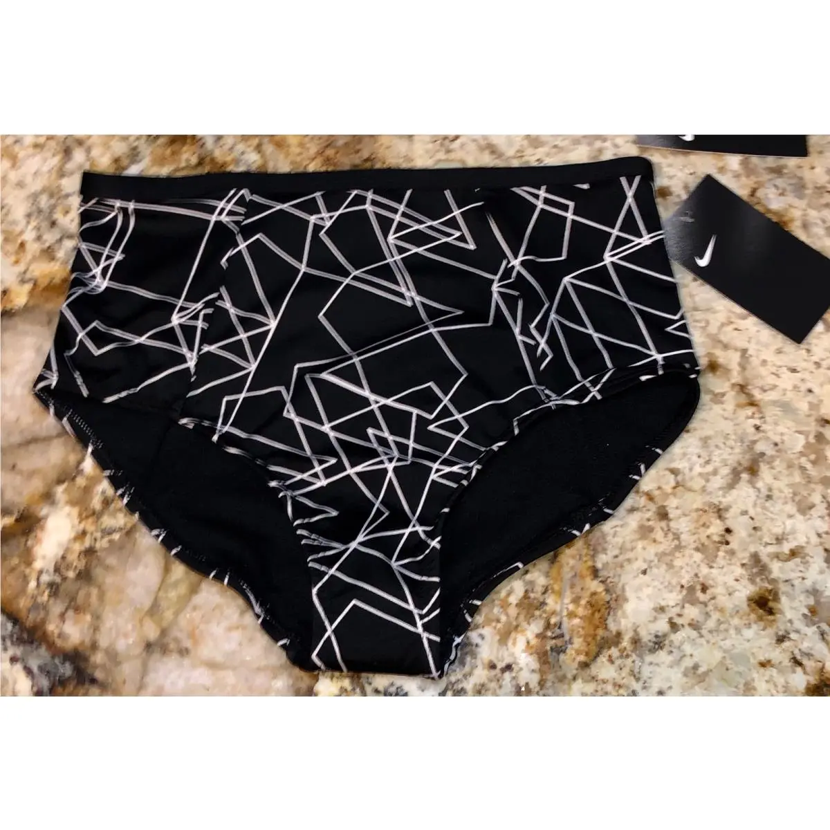 Nike clothing - NIKE Printed Black White Halter Top High Waist Bikini Bottoms - NESS8292 - Black 6