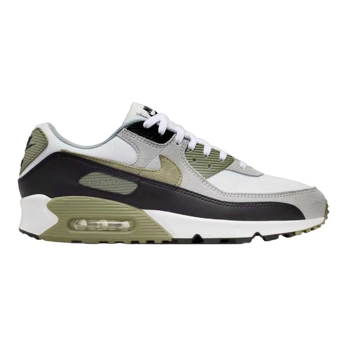 Air Max 90 Premium Lifestyle Casual Sneakers Mens Size 8-14 Summit White/Light Pumice/Black/Silver Sage by Nike