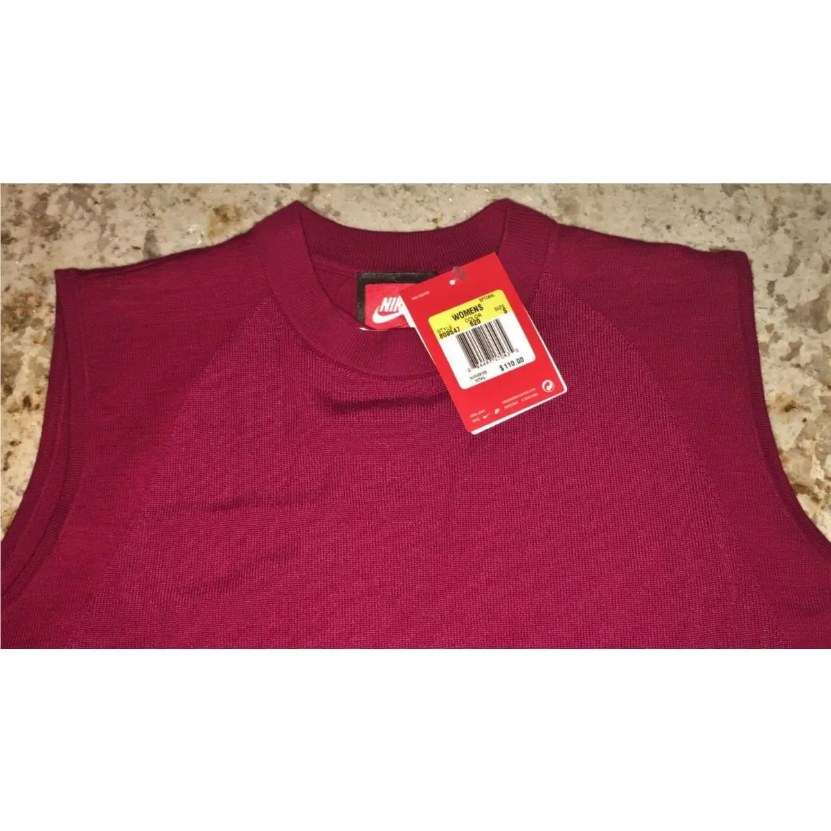 Nike clothing - NIKE Sportswear Tech Knit Sleeveless Crew Neck Cranberry Red Top - 809547 - Red 10