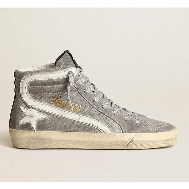 Golden Goose Women`s Slide High Top Sneaker Mud White Black Silver 36