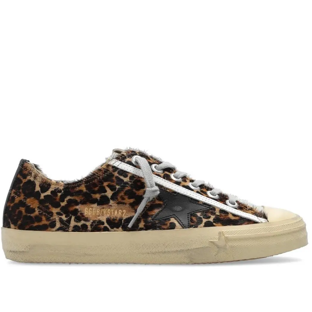 Golden Goose Women`s V-STAR-2 Leopard Pony Hair 38/ 8