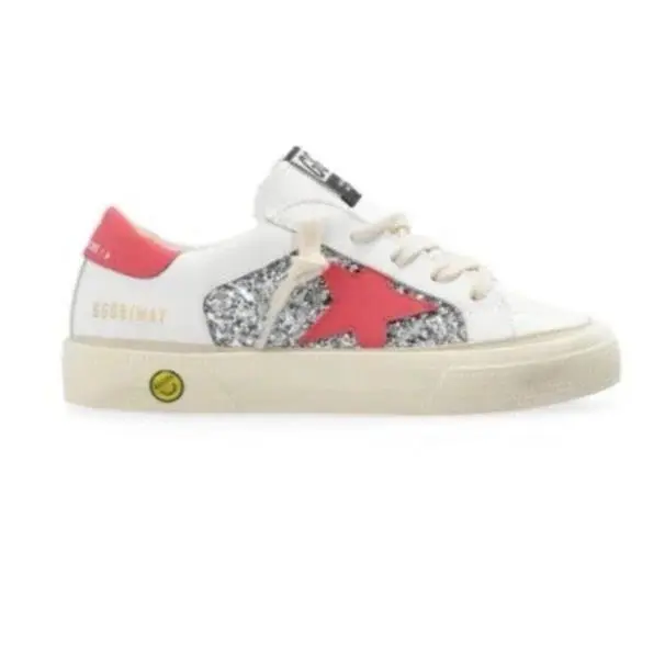 Women 38  Sneaker Leather May White/red Sparkle Star US 8 Free by Golden Goose