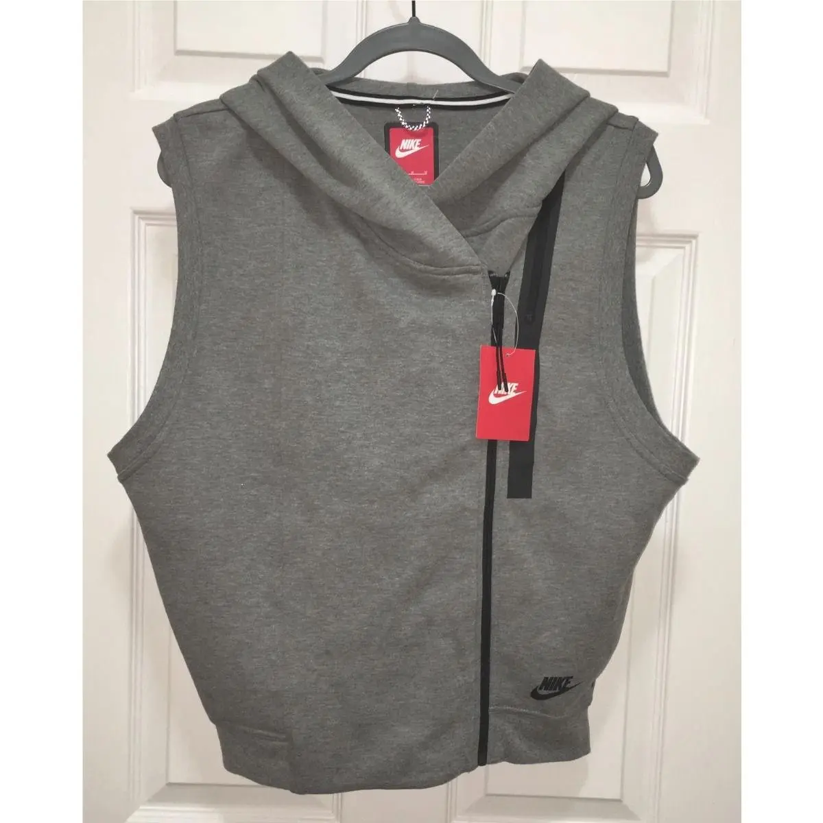 Tech Fleece Grey Fitted Cotton Blend Oversize Hoodie Vest Womens Sz M by Nike