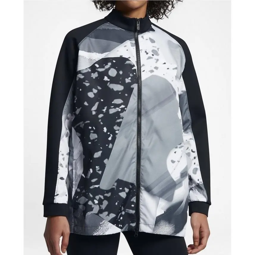 Nsw Montage Full Zip Running Training Jacket Black Grey White Womens L by Nike