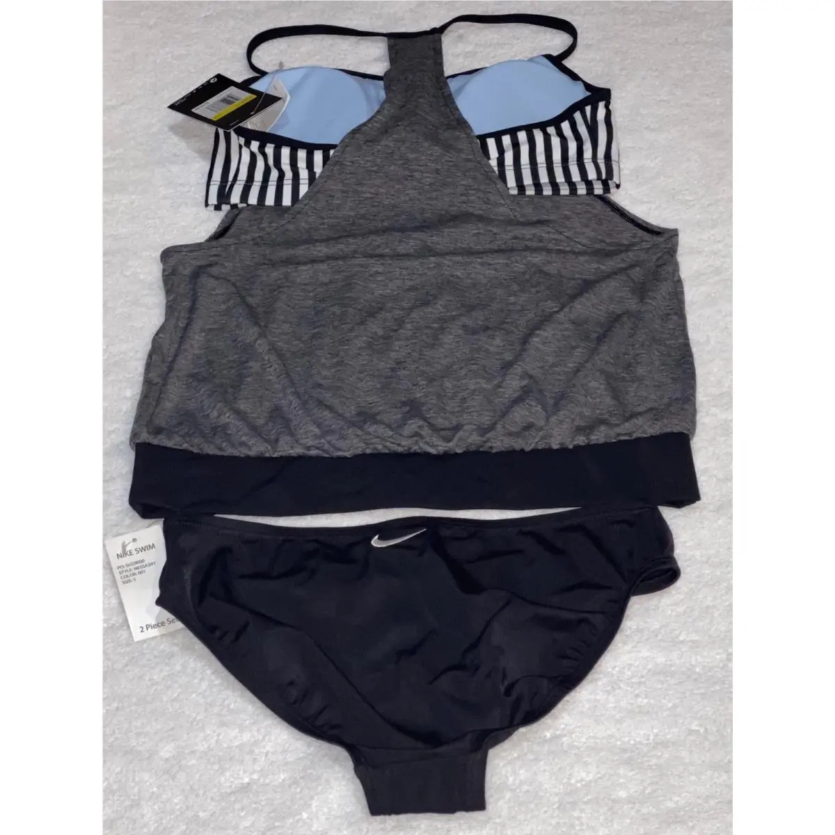 Nike clothing - NIKE Layered Heather Tankini 2 Pc Swim Suit - NESSA397 - Gray 5