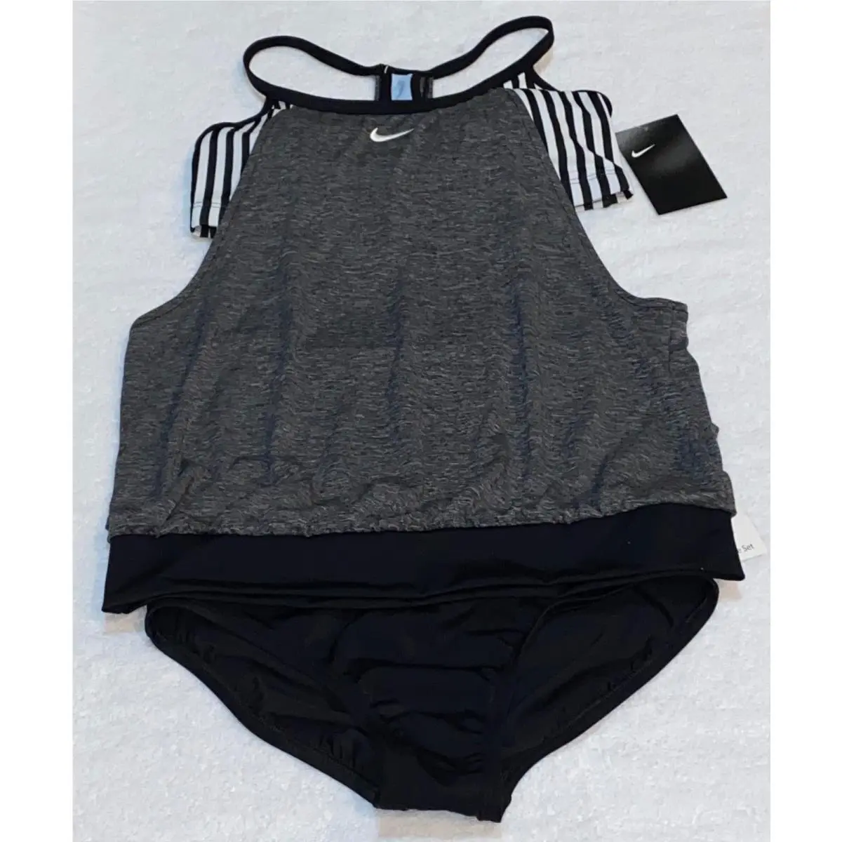 Nike clothing - NIKE Layered Heather Tankini 2 Pc Swim Suit - NESSA397 - Gray 11