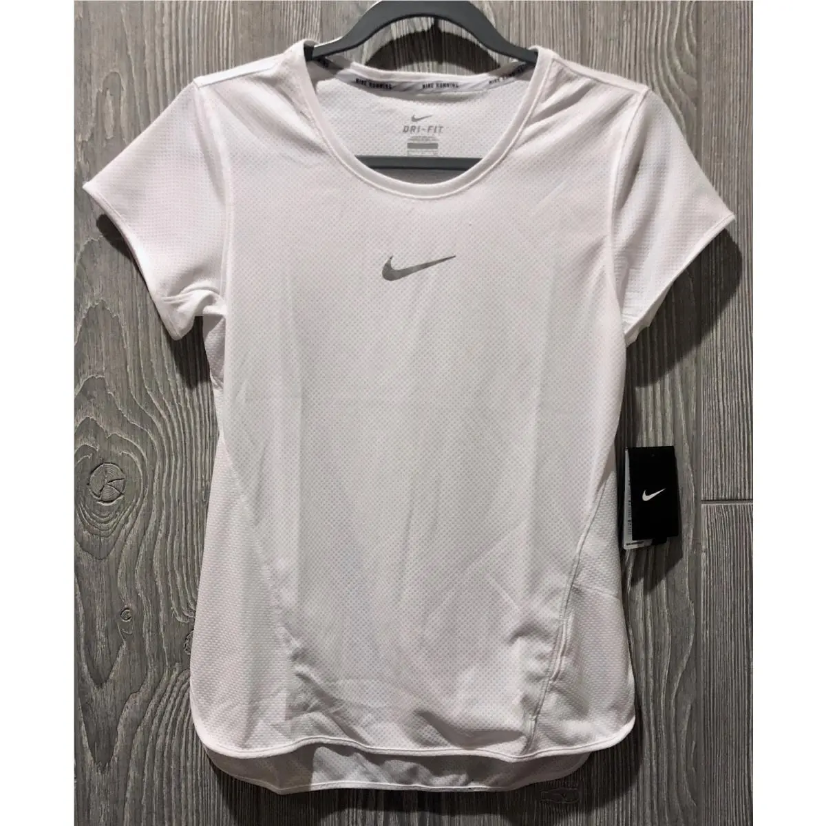 Nike clothing - NIKE Aeroreact Running Reflective Short Sleeve Shirt Top Training - 719560 - White 1