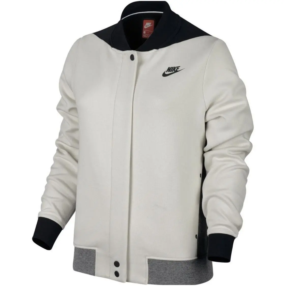 Tech Fleece Destroyer Lt Bone Black Grey Letterman Jacket Womens Sz L by Nike