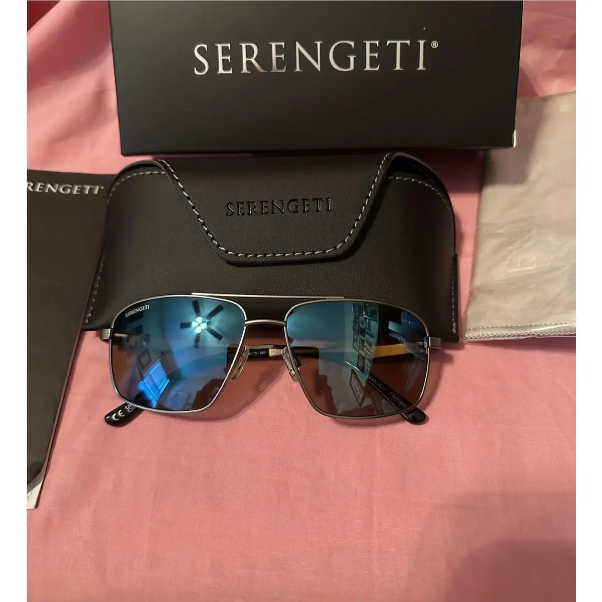 Serengeti Tulsa Aviator Sunglasses Gunmetal W/polarized 555NM Blue Lens SS595001
