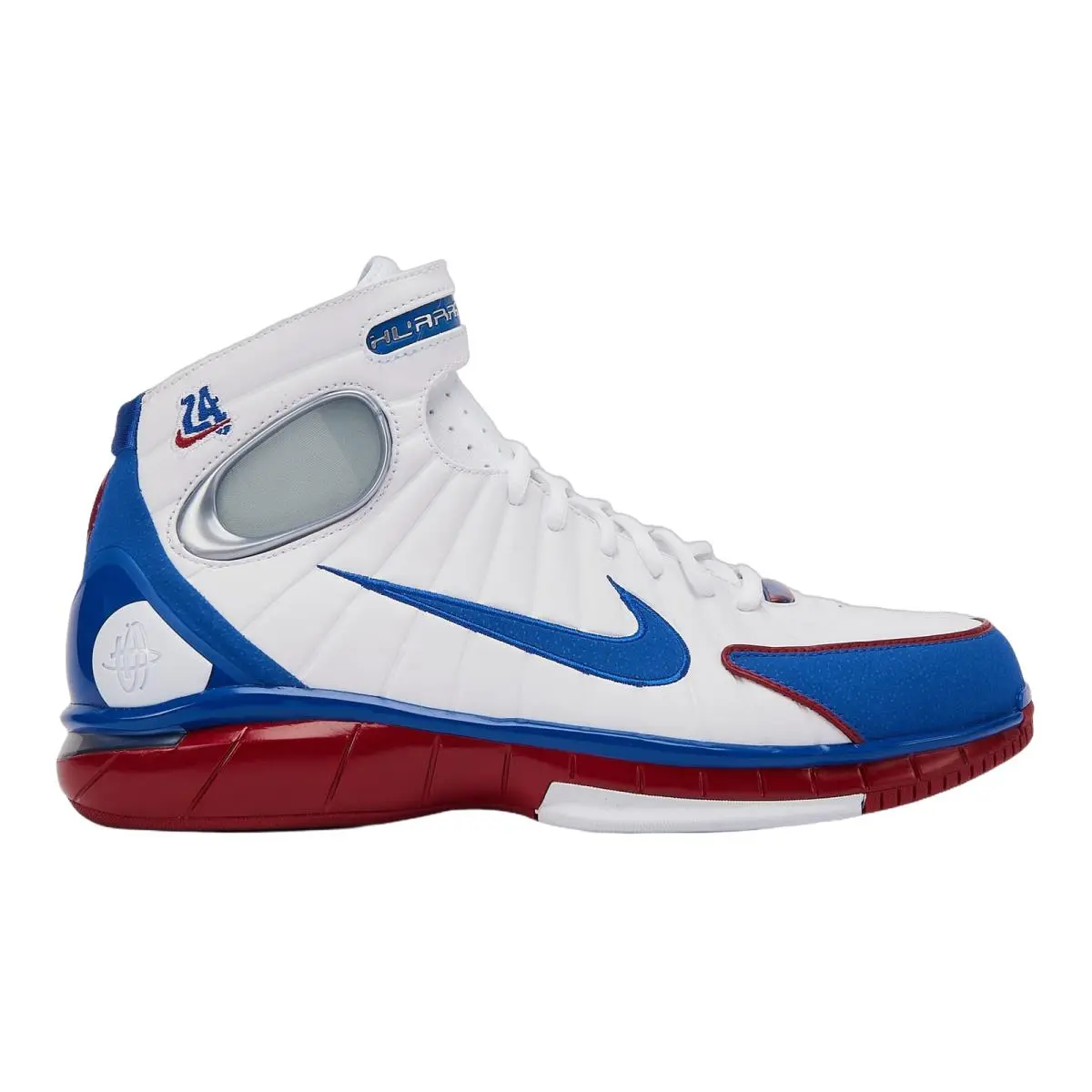 Nike Air Zoom Huarache 2K4 Technical Basketball Shoes Sneakers Mens Size 8-14 NI - White/Varsity Royal/Varsity Red/Metallic Silver