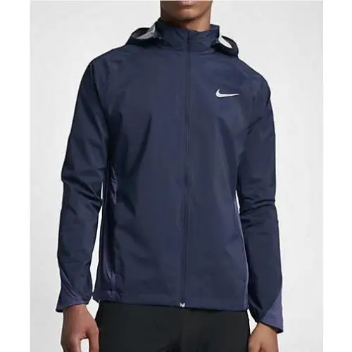 Nike clothing - NIKE Shield Water Wind Resistant Blue F/Z Hoodie Running Jacket - 801783 - Blue 0