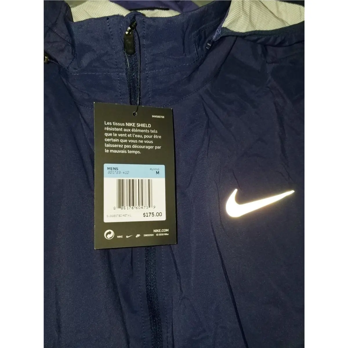 Nike clothing - NIKE Shield Water Wind Resistant Blue F/Z Hoodie Running Jacket - 801783 - Blue 7