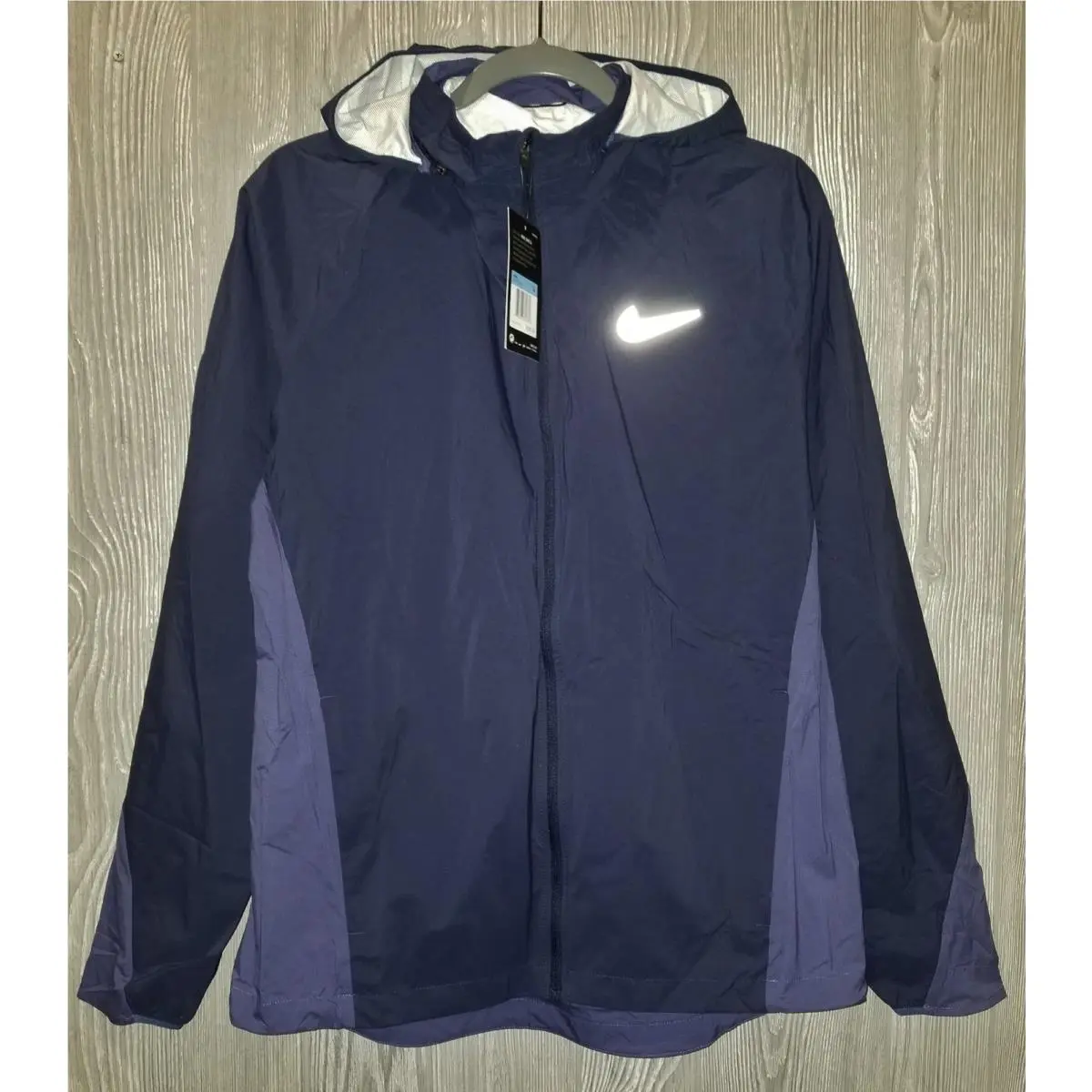 Nike clothing - NIKE Shield Water Wind Resistant Blue F/Z Hoodie Running Jacket - 801783 - Blue 13