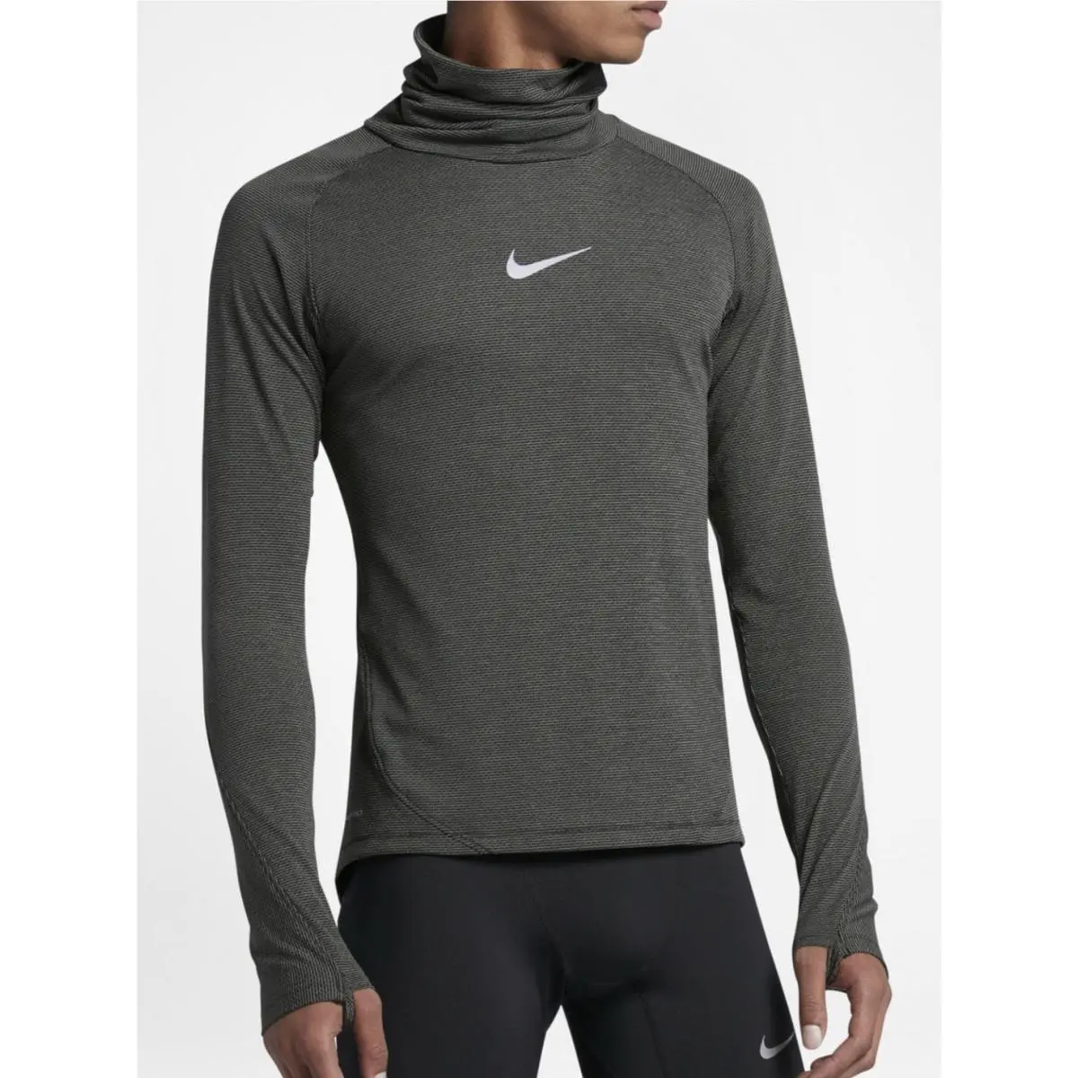 Nike clothing - NIKE AeroReact L/S Cowl Neck Running Training Shirt - 800651 - Black 10