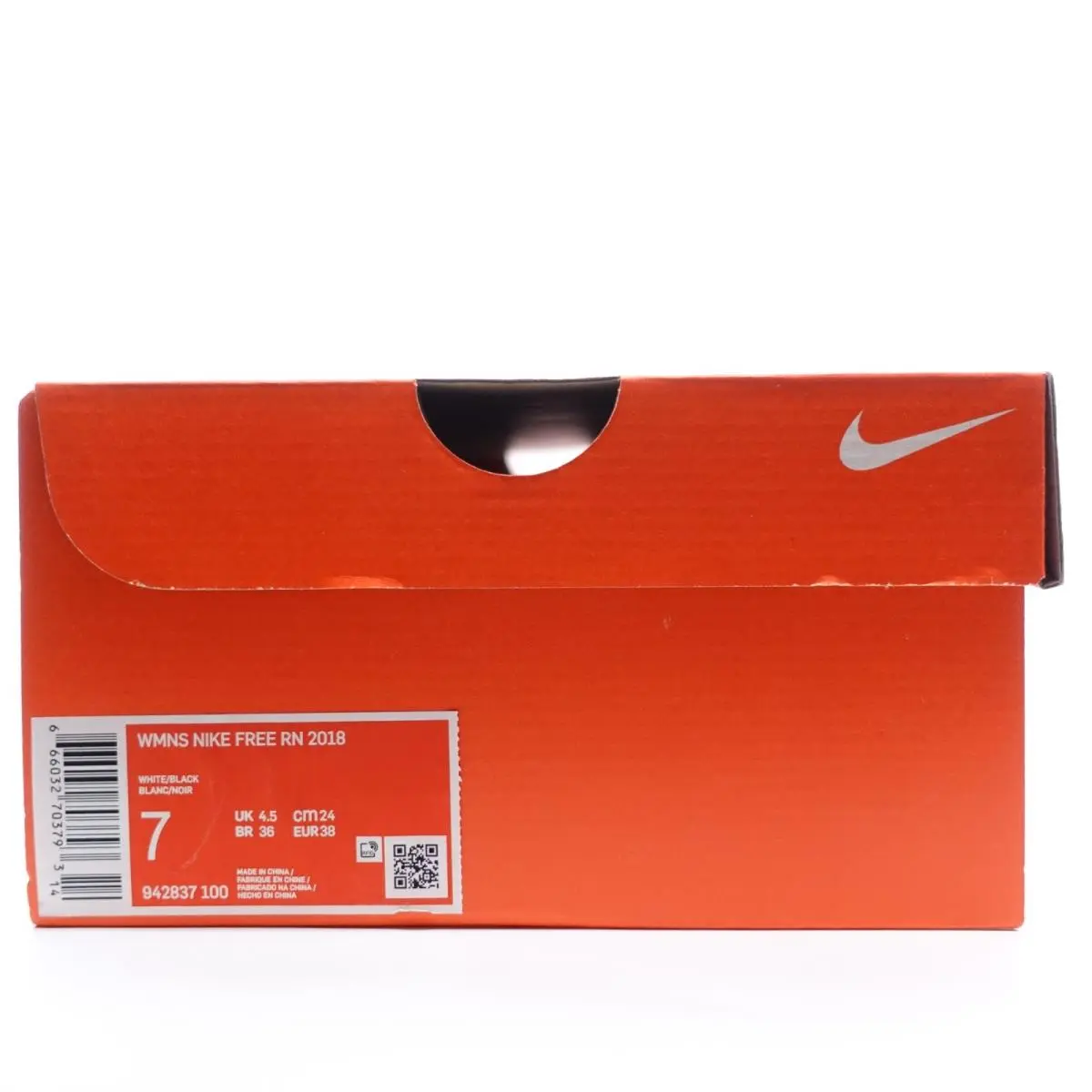 Nike Womens Free RN 2018 White Black Lightweight Running Shoes 942837 100